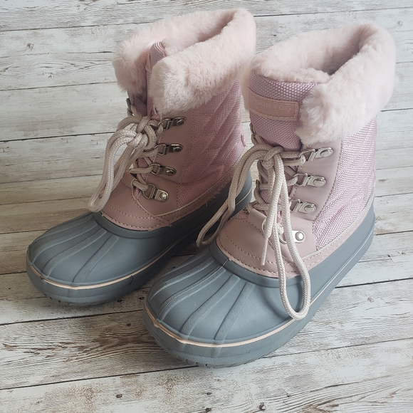 London Fog Lace-Up Quilted Snow Boots. Big Girls size 3. Pink - Picture 4 of 7